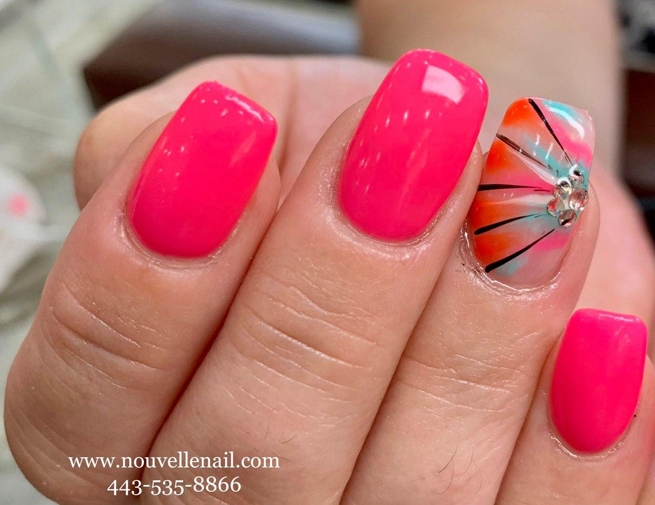 pink nail desgns by Nouvelle Nail in Clarksville