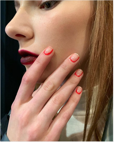 Model's nails backstage at Priscavera 