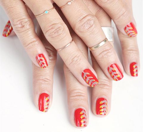 Festive Leaves Fall Nail Art