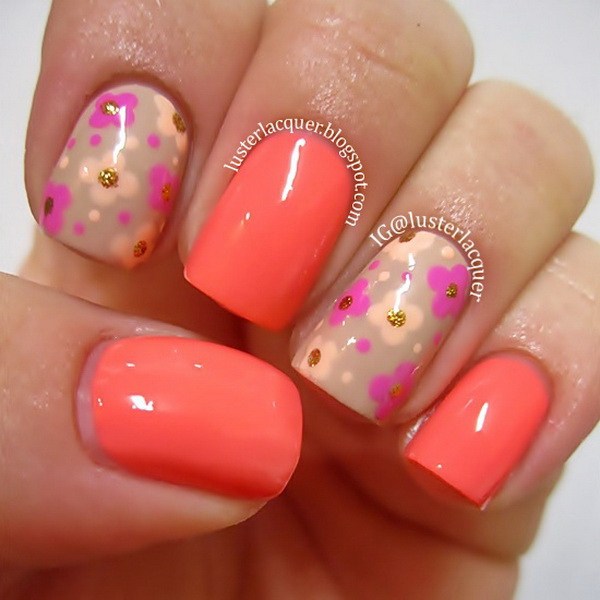 Neon Flower Nail Art Design. 