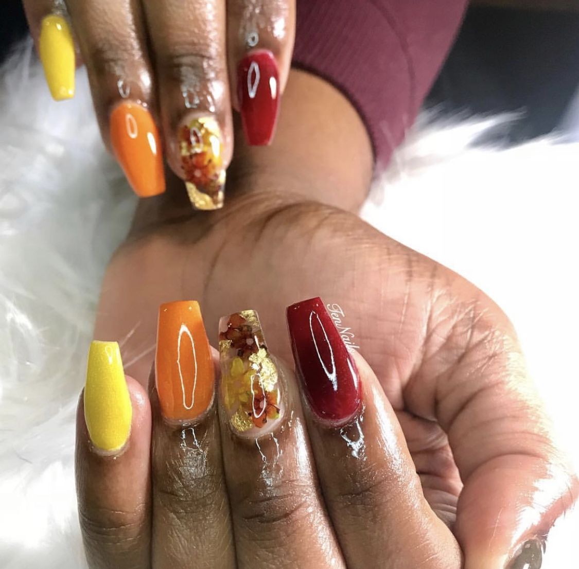 fall nail designs shiny