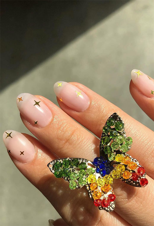 Nail star design sparkle | Star nail designs, Rose gold nails, Star nails